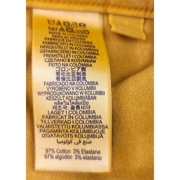 Michael Kors IZZY Jeans Y2K Mustard Gold Metal Logo Skinny Size 4 - Picture 7 of 10